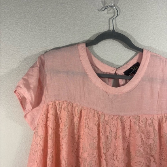 Suzanne Betro Blush Textured Tunic Plus Size 1X Floral Blouse Sheer Feminine - Picture 15 of 15